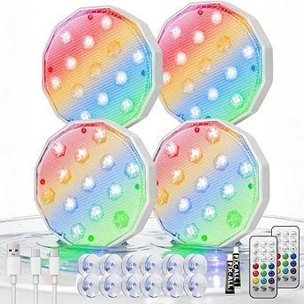 Ollny 16 Colors RGB Pool Lights, Rechargeable, IP67 Waterproof, for Pool, Pond, Hot Tub, Fountain
