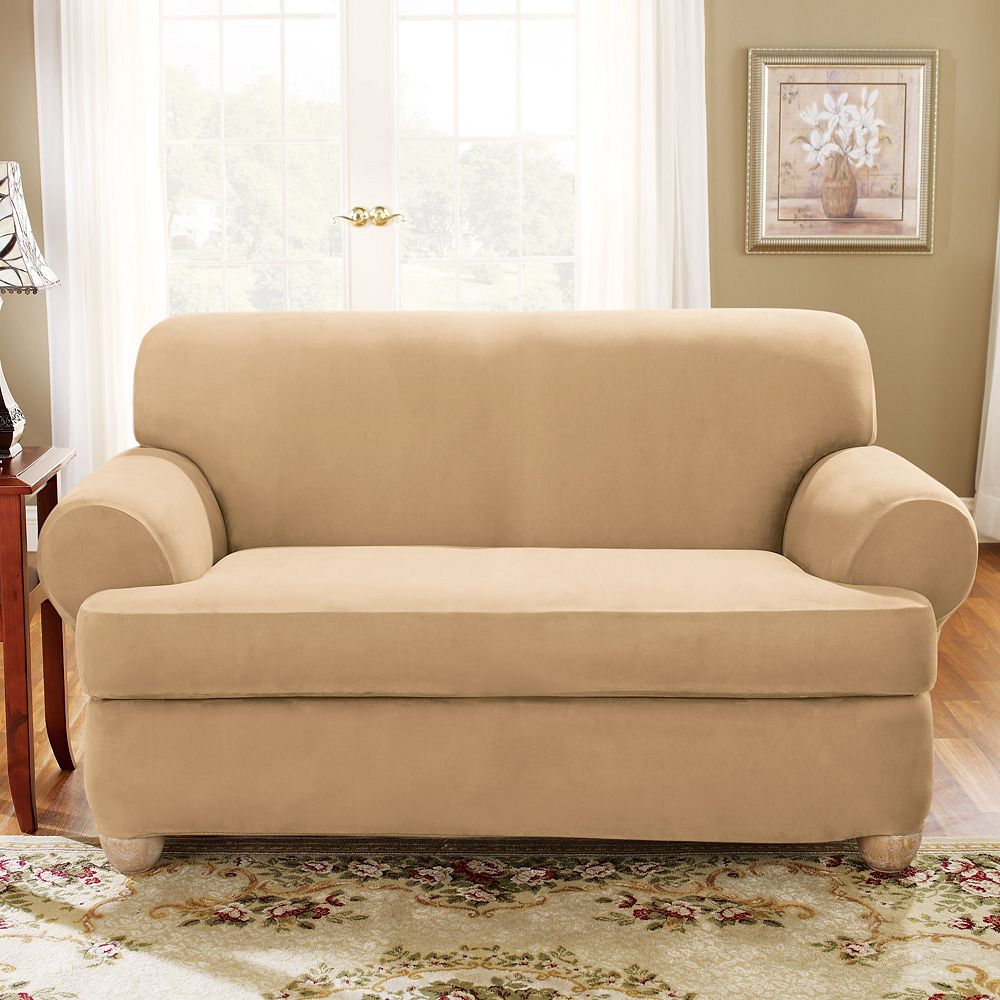 Fit Stretch Suede T Cushion Sofa Slipcover Fit Stretch Suede T Cushion Sofa Slipcover