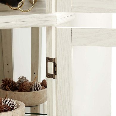 Lighted Corner Curio Cabinet Glass Display Shelf with Tempered Glass Doors