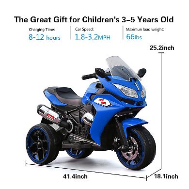 Kids Electric Motorcycle Toy with Light-Up Wheels and Music MP3 Player