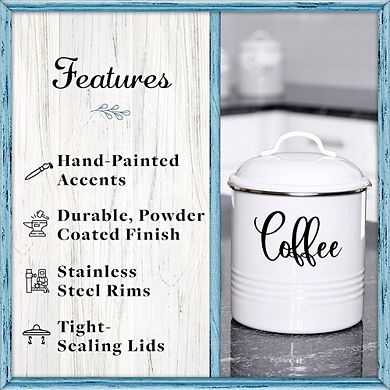 Rustic Vintage Food Storage Canister Set with Lids, Kitchen Organizers