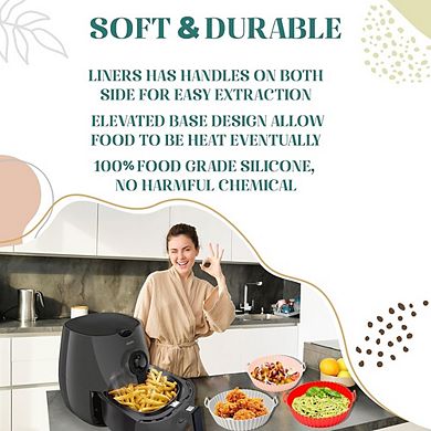Silicone Air Fryer Liners, Reusable Non-Stick, Heat-Resistant Mats