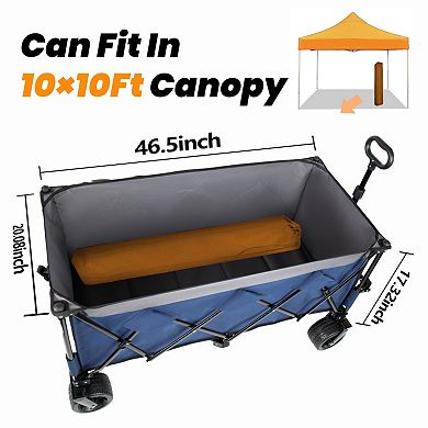46.5" Foldable Utility Wagon, 480lbs Capacity, Easy Fold & All-Terrain Wheels for Camping, Gardening