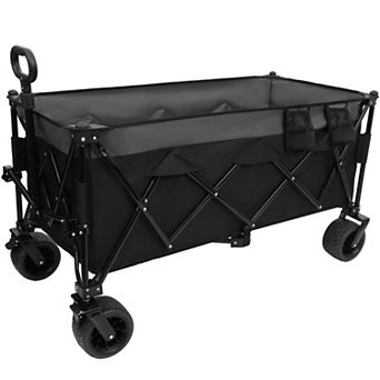 46.5" Foldable Utility Wagon, 480lbs Capacity, Easy Fold & All-Terrain Wheels for Camping, Gardening