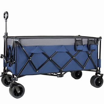 46.5" Foldable Utility Wagon, 480lbs Capacity, Easy Fold & All-Terrain Wheels for Camping, Gardening