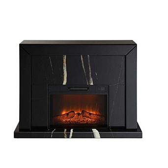Black Mirrored Finish Fireplace