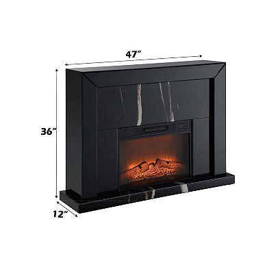 Black Mirrored Finish Fireplace