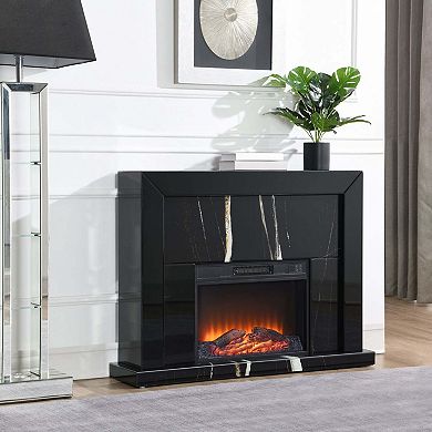 Black Mirrored Finish Fireplace