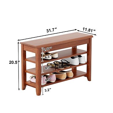 Solid Wood Shoe Bench with Flip-Top Storage, 350LBS Capacity, Ideal for Entryway Hallway