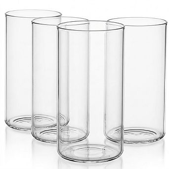 4 pc Thin Highball Drinking Glasses, Clear Glass for Water & Cocktails