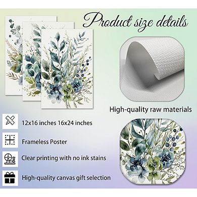 Sage Floral Wall Art Boho Eucalyptus Botanical Canvas Print Home Decor