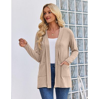 Zeagoo Women's Long Sleeve Open Front Sweaters Casual Loose Lightweight Cardigans with Pockets