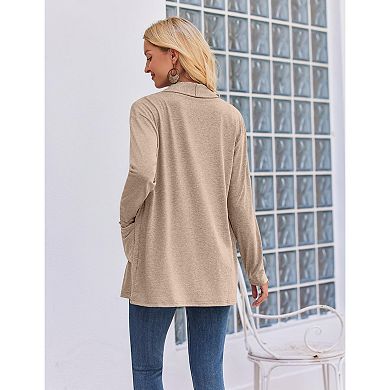 Zeagoo Women's Long Sleeve Open Front Sweaters Casual Loose Lightweight Cardigans with Pockets