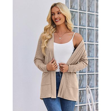 Zeagoo Women's Long Sleeve Open Front Sweaters Casual Loose Lightweight Cardigans with Pockets
