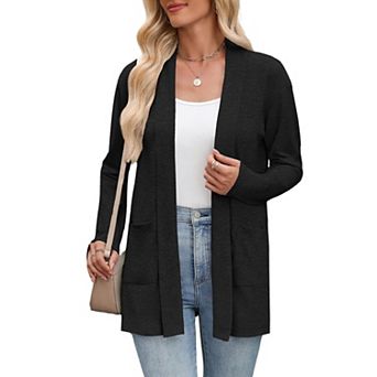 Zeagoo Women's Long Sleeve Open Front Sweaters Casual Loose Lightweight Cardigans with Pockets