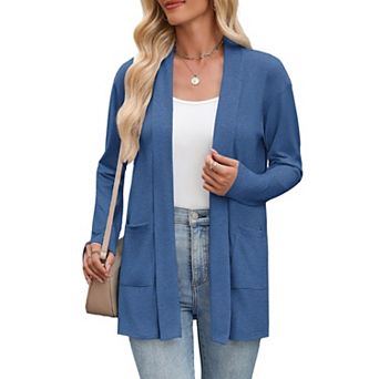 Zeagoo Women's Long Sleeve Open Front Sweaters Casual Loose Lightweight Cardigans with Pockets