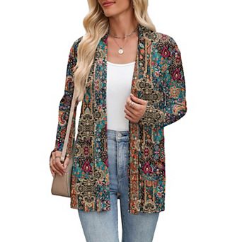 Zeagoo Women's Long Sleeve Open Front Sweaters Casual Loose Lightweight Cardigans with Pockets