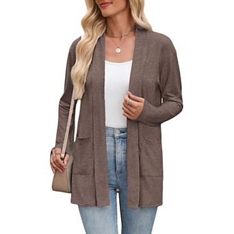 Zeagoo Women's Long Sleeve Open Front Sweaters Casual Loose Lightweight Cardigans with Pockets