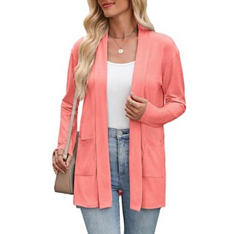 Zeagoo Women's Long Sleeve Open Front Sweaters Casual Loose Lightweight Cardigans with Pockets