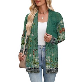 Zeagoo Women's Long Sleeve Open Front Sweaters Casual Loose Lightweight Cardigans with Pockets