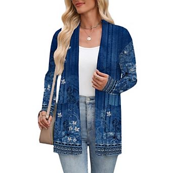 Zeagoo Women's Long Sleeve Open Front Sweaters Casual Loose Lightweight Cardigans with Pockets
