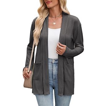 Zeagoo Women's Long Sleeve Open Front Sweaters Casual Loose Lightweight Cardigans with Pockets