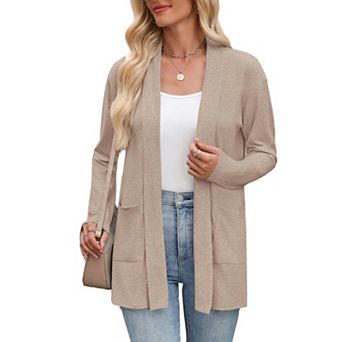Zeagoo Women's Long Sleeve Open Front Sweaters Casual Loose Lightweight Cardigans with Pockets
