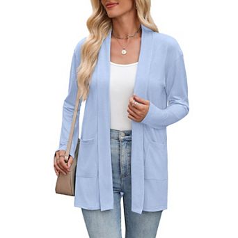 Zeagoo Women's Long Sleeve Open Front Sweaters Casual Loose Lightweight Cardigans with Pockets