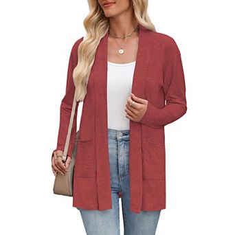 Zeagoo Women's Long Sleeve Open Front Sweaters Casual Loose Lightweight Cardigans with Pockets
