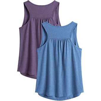 Pinspark Women's 2-Pack Racerback Sleeveless Workout Tops Loose Fit Yoga Gym Shirts