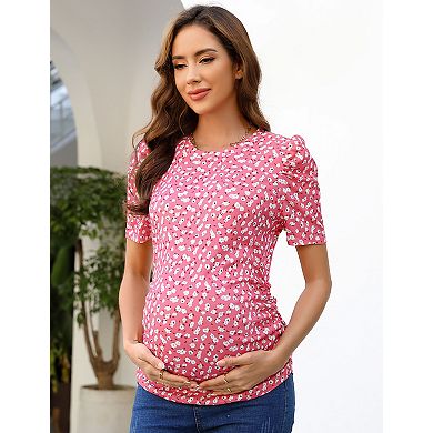 Maternity Short Sleeve Waist Pleated Top