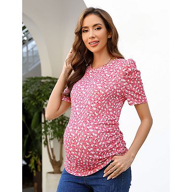 Maternity Short Sleeve Waist Pleated Top