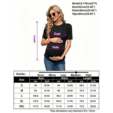 Maternity Short Sleeve Waist Pleated Top
