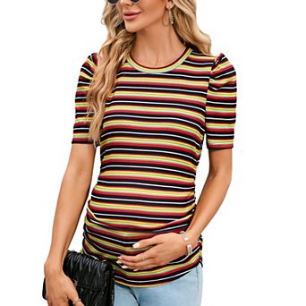 Maternity Short Sleeve Waist Pleated Top