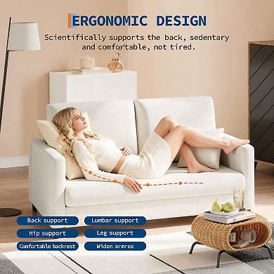 Small Loveseat, All-Wood Frame Sofa with Tool-Free Assembly for Bedroom & Small Spaces
