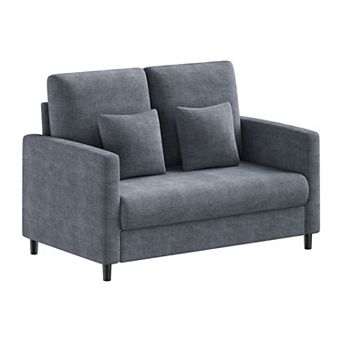 Small Loveseat, All-Wood Frame Sofa with Tool-Free Assembly for Bedroom & Small Spaces