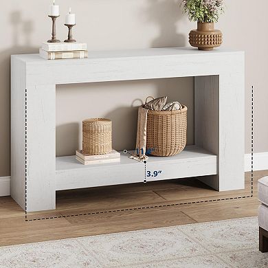 Entryway Console Table with Open Storage 2-Tier Long Wooden Sofa Accent Table