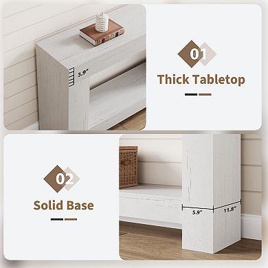 Entryway Console Table with Open Storage 2-Tier Long Wooden Sofa Accent Table