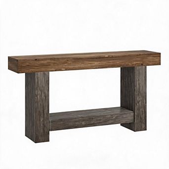 Entryway Console Table with Open Storage 2 tier Long Wooden Sofa Accent Table