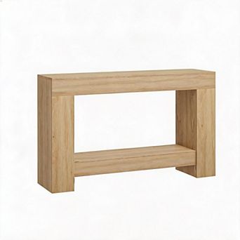 Entryway Console Table with Open Storage 2 tier Long Wooden Sofa Accent Table