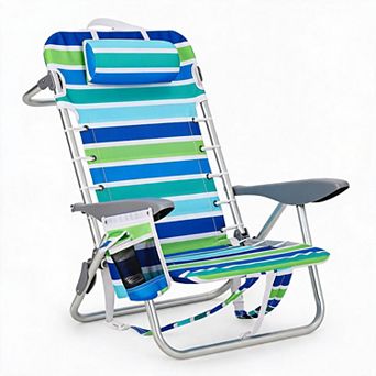 Lightweight Folding Beach Chair with 5 Reclining Positions,Aluminum Frame Foldable Lounge Chair