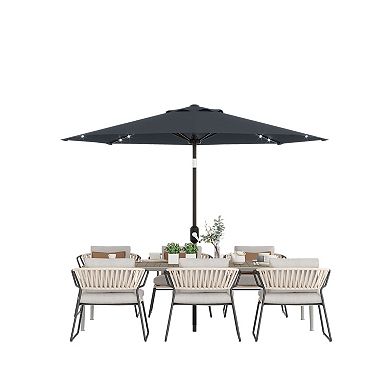 10ft Patio Umbrella with Solar LED Lights, Outdoor Table Umbrella with Tilt And Crank