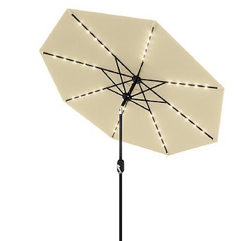 10ft Patio Umbrella with Solar LED Lights, Outdoor Table Umbrella with Tilt And Crank