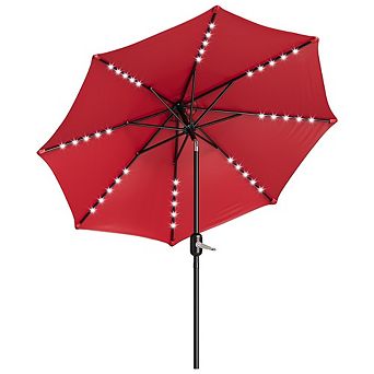 10ft Patio Umbrella with Solar LED Lights, Outdoor Table Umbrella with Tilt And Crank