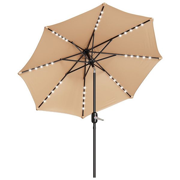 kohls patio umbrella with lights Patiokingdom Outdoor LED, Solar Umbrella w/Tilt Market Umbrella Beige / 9FT Solar powered tiki patio umbrella delivers tropical style Kozyard 15 FT Rectangular Double-Sided