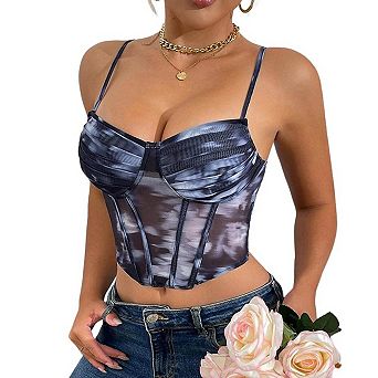 Women's Underwire Mesh Corset Top