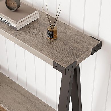 2-Tier Console Table, Entryway Table with Storage Shelf, Sofa Table w/ Metal Frame for Living Room