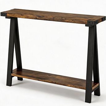 2 tier Console Table, Entryway Table with Storage Shelf, Sofa Table w/ Metal Frame for Living Room