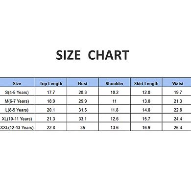 Girls Short Sleeve Blouse and Skirt Set Ruffle Shirt 2 Piece Outfit