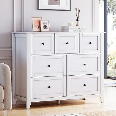 7 Chest of Drawer for Bedroom, Modern Dresser Storage Organizer with Deep Drawer